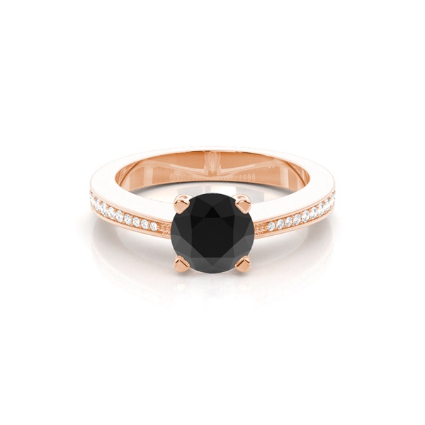 4 Prong Setting Medium Side Stone Engagement Black Diamond Ring