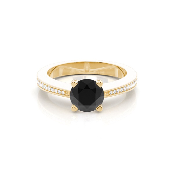 4 Prong Setting Medium Side Stone Engagement Black Diamond Ring