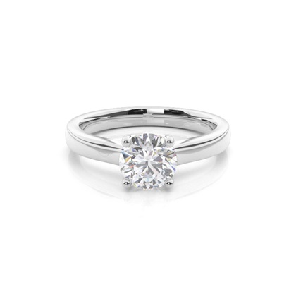 White Gold Round Moissanite Engagement Ring