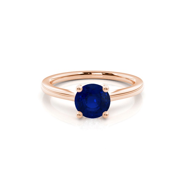 White Gold Round Blue Sapphire Engagement Ring