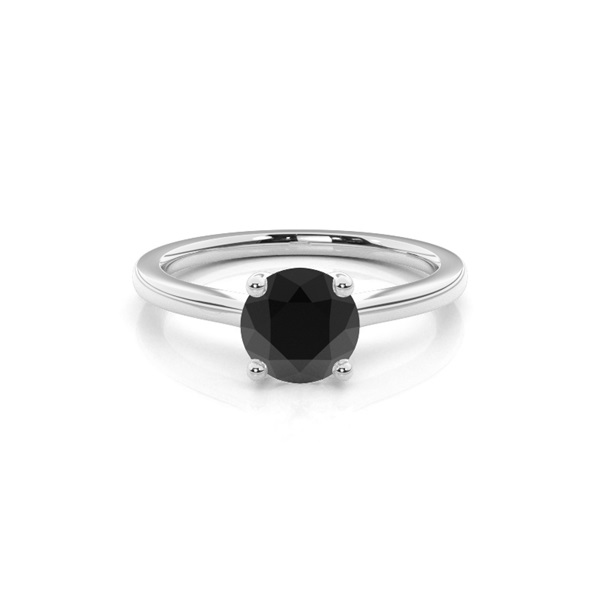 4 Prong Setting Thin Engagement Black Diamond Ring