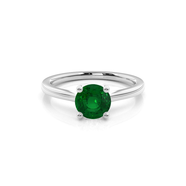 White Gold Round Emerald Engagement Ring