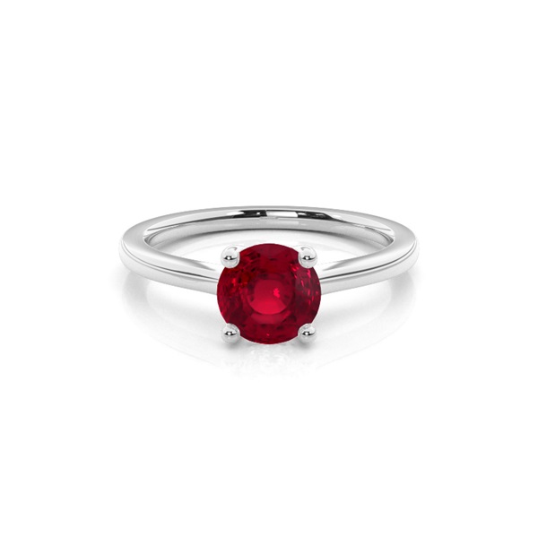 White Gold Round Ruby Engagement Ring