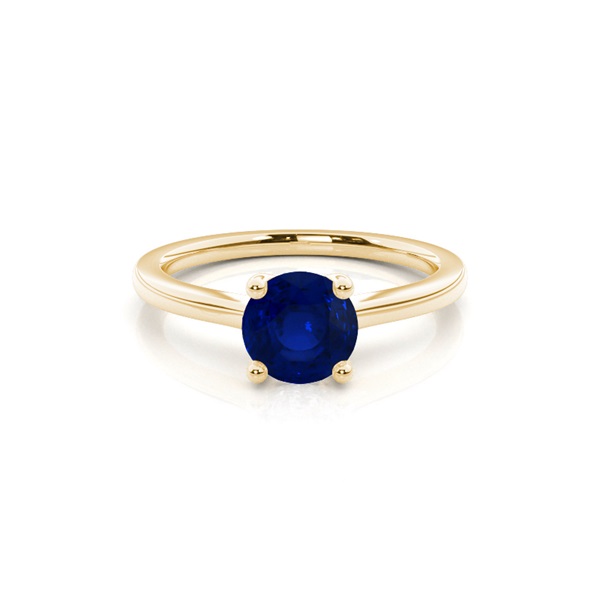 White Gold Round Blue Sapphire Engagement Ring