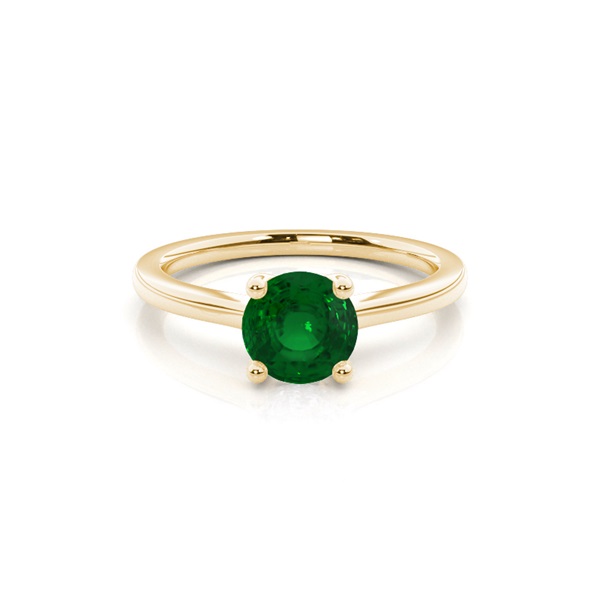 White Gold Round Emerald Engagement Ring