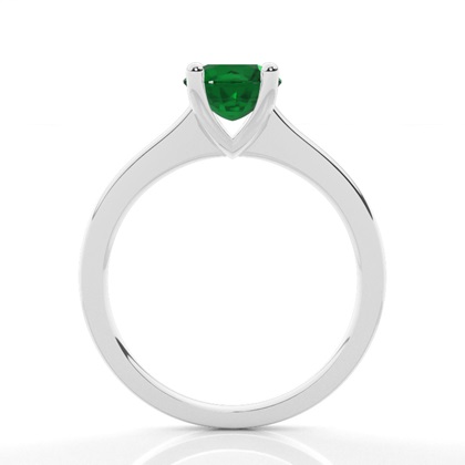 White Gold Round Emerald Engagement Ring
