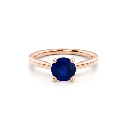 White Gold Round Blue Sapphire Engagement Ring