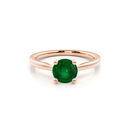White Gold Round Emerald Engagement Ring
