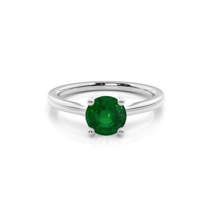 White Gold Round Emerald Engagement Ring