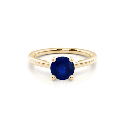 White Gold Round Blue Sapphire Engagement Ring