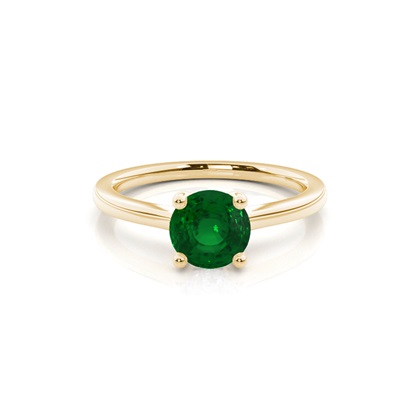 White Gold Round Emerald Engagement Ring