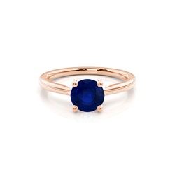 Weisgold Runder Blauer Saphir Verlobungsring