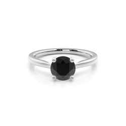 4 Prong Setting Thin Engagement Black Diamond Ring