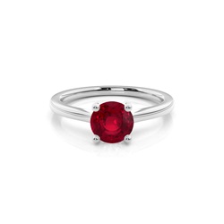 White Gold Round Ruby Engagement Ring