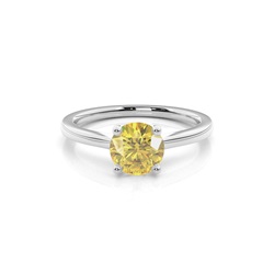 3-Draads Chaton Gele Diamanten Solitaire Verlovingsring
