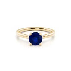 White Gold Round Blue Sapphire Engagement Ring