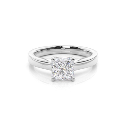 White Gold Round Moissanite Engagement Ring