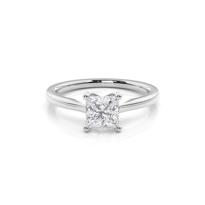 White Gold Round Moissanite Engagement Ring