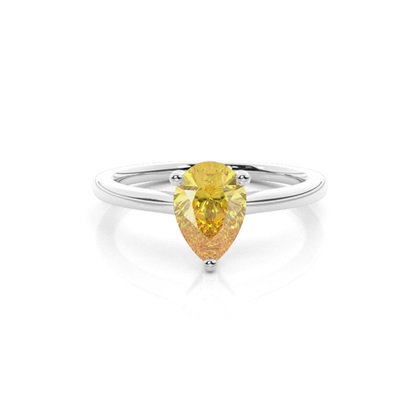 3 Prong Yellow Diamond Solitaire Engagement Ring