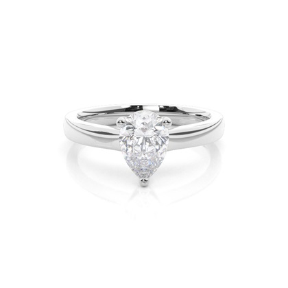 White Gold Round Moissanite Engagement Ring