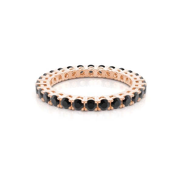 4 Prong Setting Full Eternity Black Diamond Ring