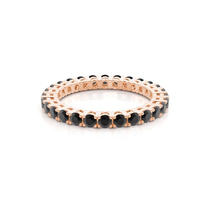 4 Prong Setting Full Eternity Black Diamond Ring