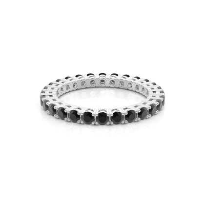 4 Prong Setting Full Eternity Black Diamond Ring