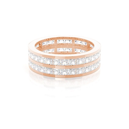 Princess Rose Gold Diamond Anniversary Rings