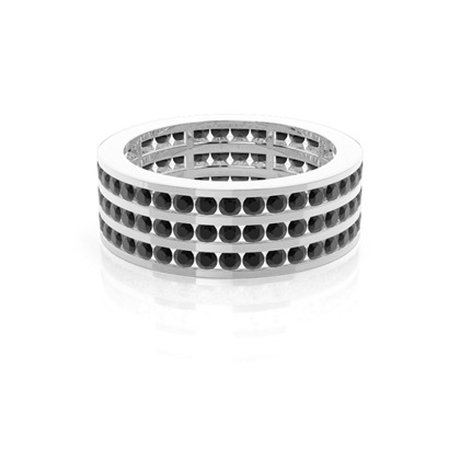 Channel Setting Full Eternity Black Diamond Ring