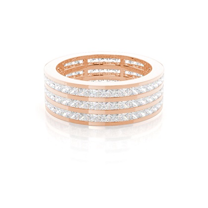 Princess Rose Gold Diamond Anniversary Rings
