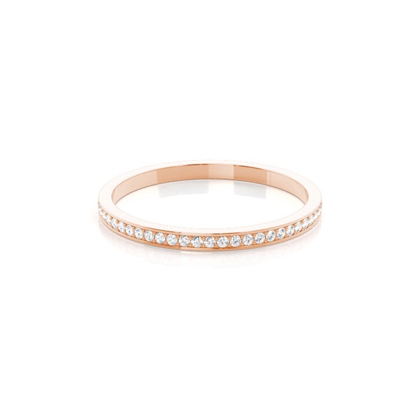 Pave Setting Round Diamond Three Quarter Eternity Ring