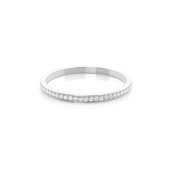 Pave Setting Round Diamond Three Quarter Eternity Ring