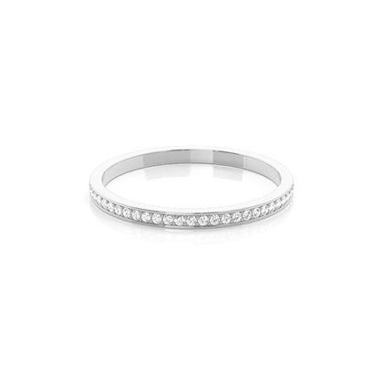 Pave Setting Round Diamond Three Quarter Eternity Ring