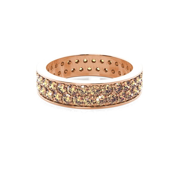 Pave Setting Full Eternity Champagne Diamond Ring