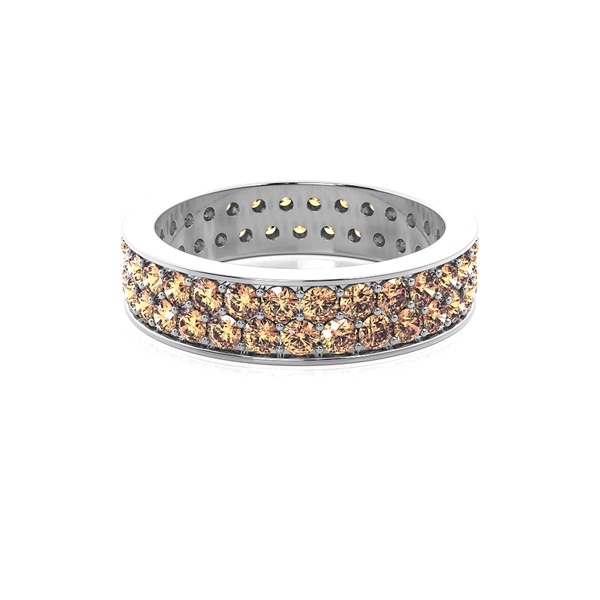 Pave Setting Full Eternity Champagne Diamond Ring