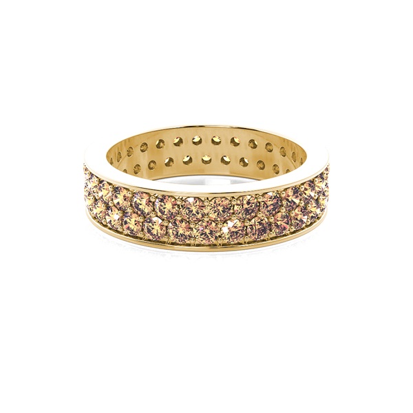 Pave Setting Full Eternity Champagne Diamond Ring