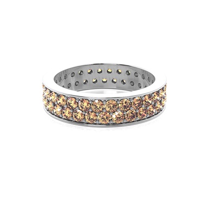 Pave Setting Full Eternity Champagne Diamond Ring