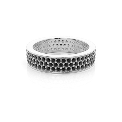 Pave Setting Full Eternity Black Diamond Ring