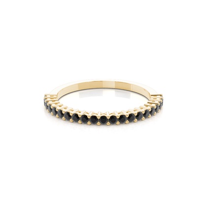 4 Prong Setting Half Eternity Black Diamond Ring