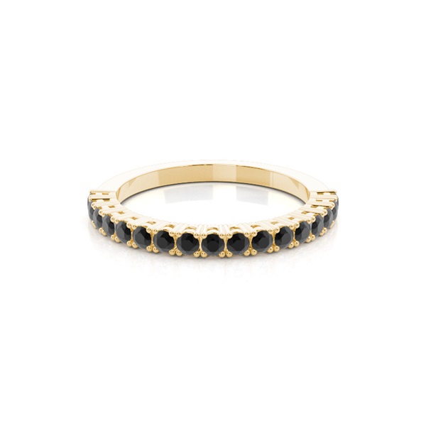 4 Prong Setting Half Eternity Black Diamond Ring