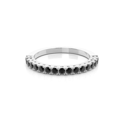 4 Prong Setting Half Eternity Black Diamond Ring