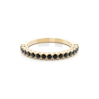 4 Prong Setting Half Eternity Black Diamond Ring