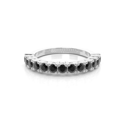 4 Prong Setting Half Eternity Black Diamond Ring