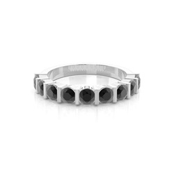 Anillo De Diamantes Negros Half Eternity Engarzado En Barra