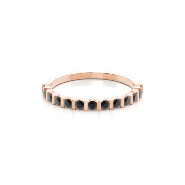 Bar Setting Half Eternity Black Diamond Ring