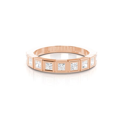 Princess Rose Gold Diamond Anniversary Rings