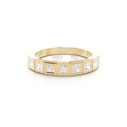 Princess Yellow Gold Eternity Diamond Rings
