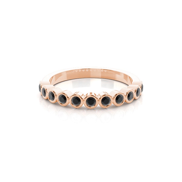 Full Bezel Setting Half Eternity Black Diamond Ring