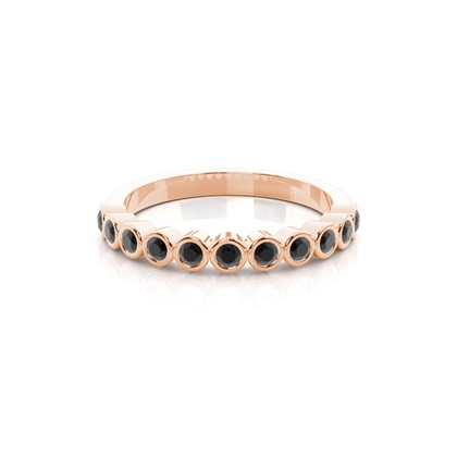 Full Bezel Setting Half Eternity Black Diamond Ring