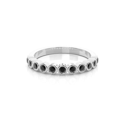 Full Bezel Setting Half Eternity Black Diamond Ring